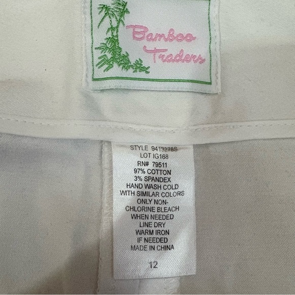Bamboo Traders White Mini Skirt Beaded Circles Sz 12 Cotton Tropical Retro Y2K - Picture 2 of 8